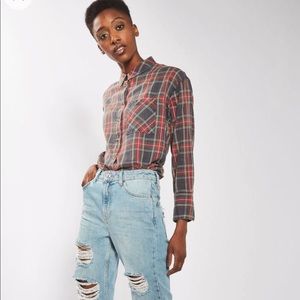 Topshop Washed Tartan Shirt